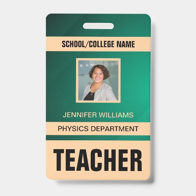 Minimalist Modern Teacher ID Card Badge (Front)