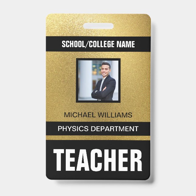 Minimalist Modern Teacher ID Card Badge (Front)