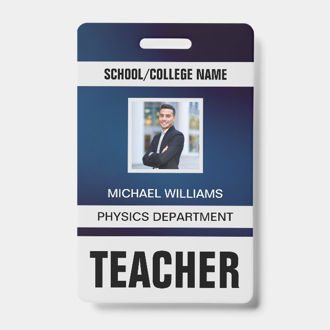 Minimalist Modern Teacher ID Card Badge (Front)