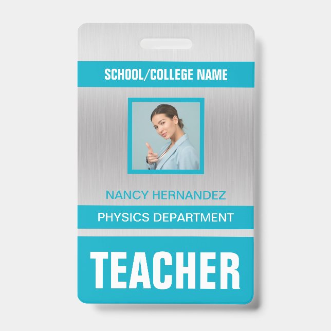 Minimalist Modern Teacher ID Card Badge (Front)