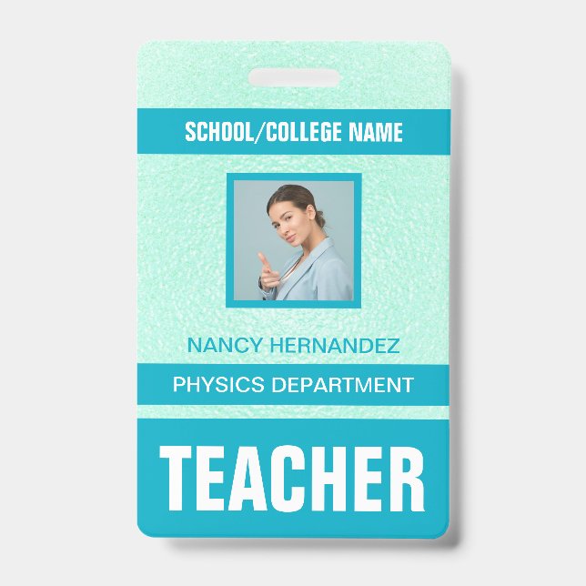 Minimalist Modern Teacher ID Card Badge (Front)