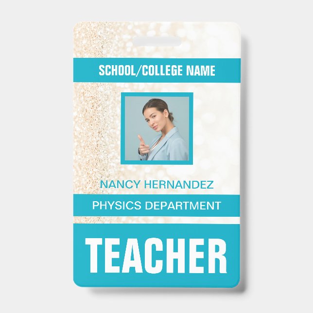 Minimalist Modern Teacher ID Card Badge (Front)