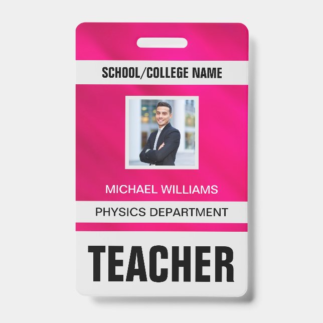 Minimalist Modern Teacher ID Card Badge (Front)