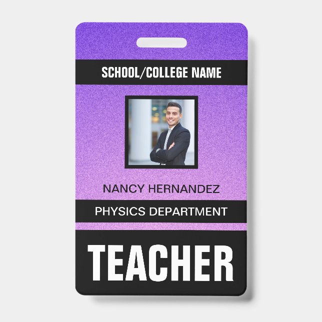 Minimalist Modern Teacher ID Card Badge (Front)
