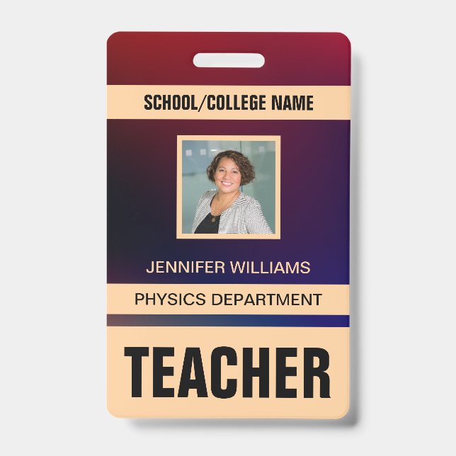 Minimalist Modern Teacher ID Card Badge (Front)