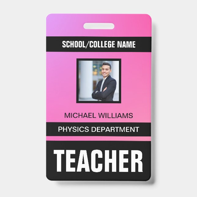 Minimalist Modern Teacher ID Card Badge (Front)