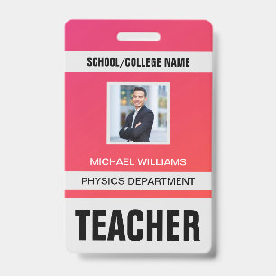 Minimalist Modern Teacher ID Card Badge