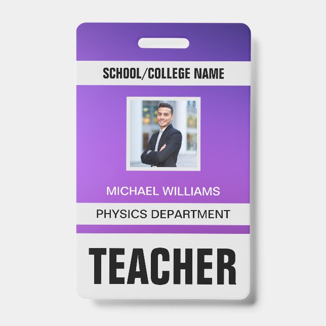 Minimalist Modern Teacher ID Card Badge (Front)