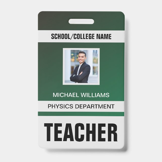 Minimalist Modern Teacher ID Card Badge (Front)