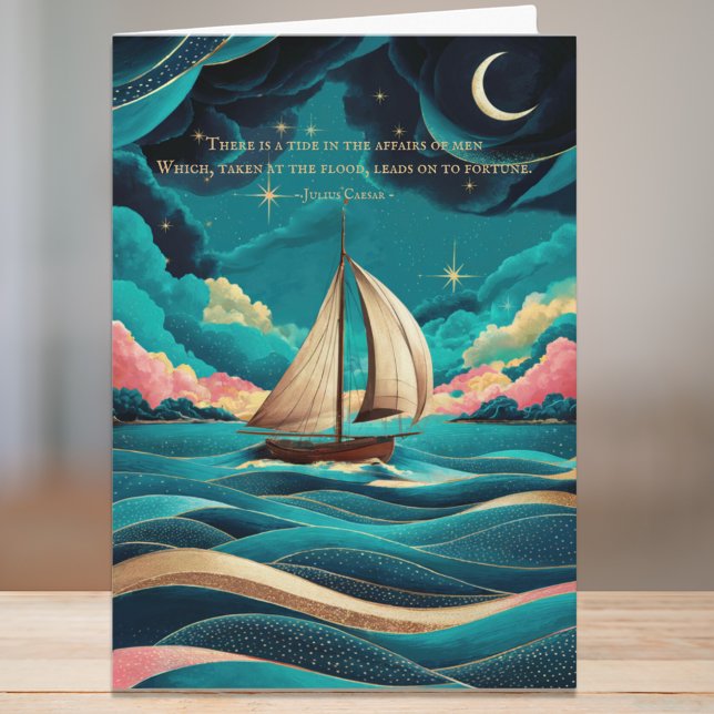 Minimalist Modern Teal Blue Illustration Quote Card (Creator Uploaded)