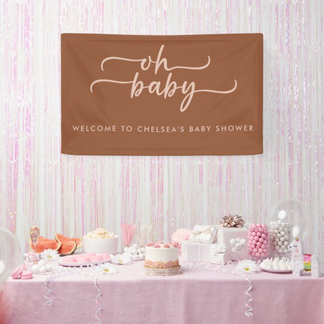 Minimalist Modern Terracotta & Beige Baby Shower  Banner (Party)