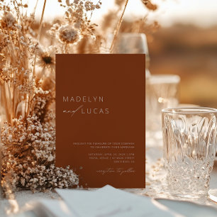 Minimalist Modern Terracotta QR Code Wedding Invitation