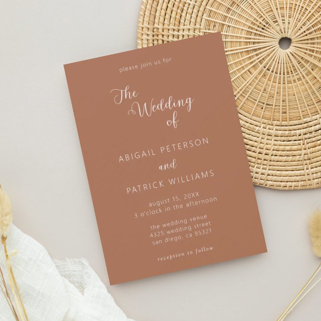 Minimalist Modern Terracotta Wedding Invitation (Creator Uploaded)