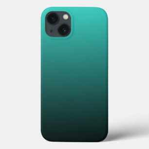 Minimalist Modern Turquoise Black Ombre iPhone 13 Case