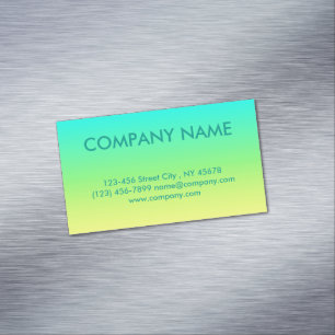 Minimalist  modern turquoise lime yellow ombre magnetic business card
