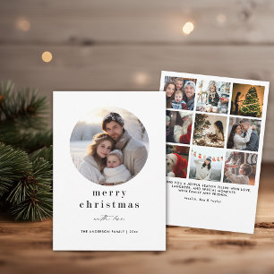 Minimalist Modern Type BW Photo Christmas Family Holiday Card