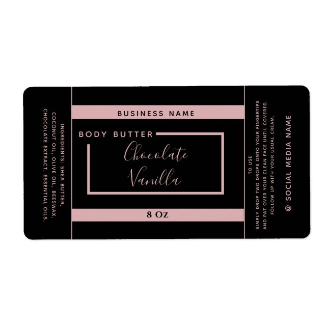 Minimalist modern typography black  product  label (Front)