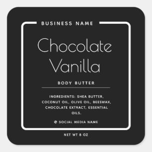 Minimalist modern typography black product square sticker