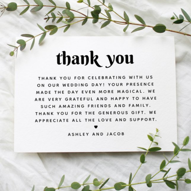 Minimalist Modern Typography | Clean Chic Wedding Thank You Card (Creator Uploaded)