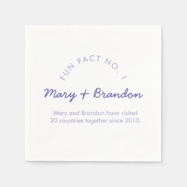 Minimalist Modern Typography Fun Fact Wedding Napkin (Front)
