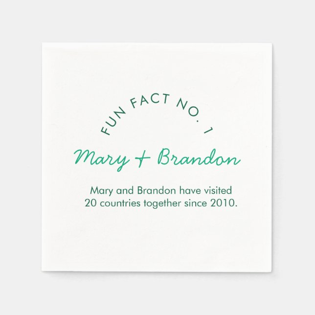 Minimalist Modern Typography Fun Fact Wedding Napkin (Front)