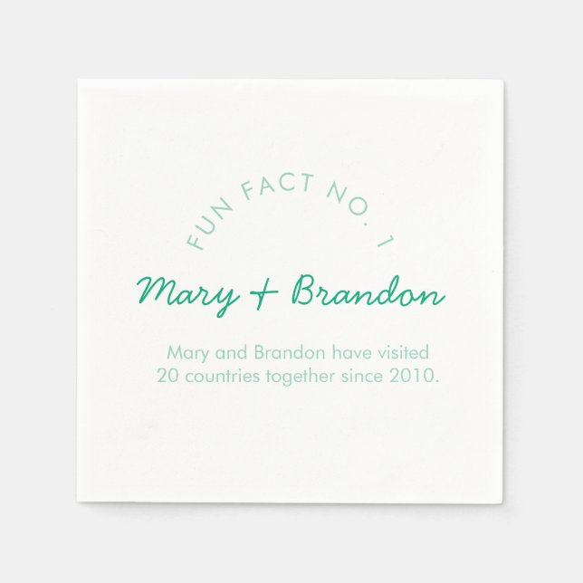 Minimalist Modern Typography Fun Fact Wedding Napkin (Front)