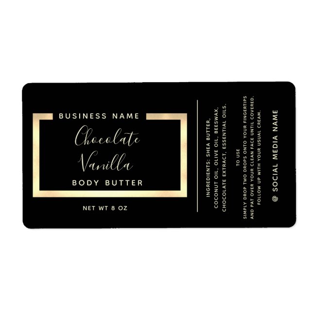 Minimalist modern typography gold frame label (Front)