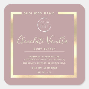 Minimalist modern typography  gold frame logo square sticker