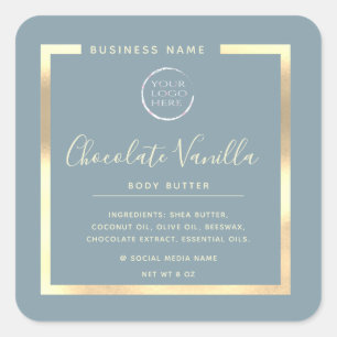 Minimalist modern typography gold frame logo square sticker