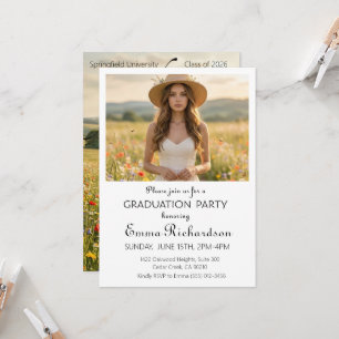 Minimalist Modern Typography Graduation Party Invitation