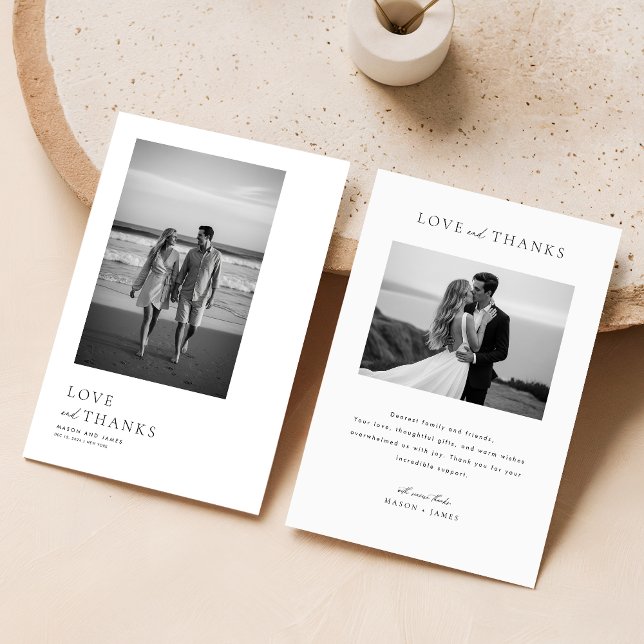 Minimalist Modern Typography Photo Wedding Thank You Card (Creator Uploaded)