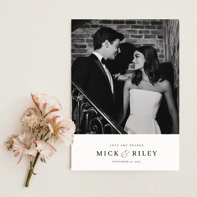 Minimalist Modern Typography Photo Wedding Thank You Card (Creator Uploaded)