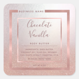 Minimalist modern typography rose gold frame foil square sticker