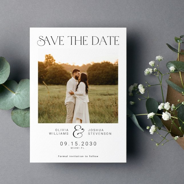 Minimalist modern typography simple photo wedding save the date (Creator Uploaded)