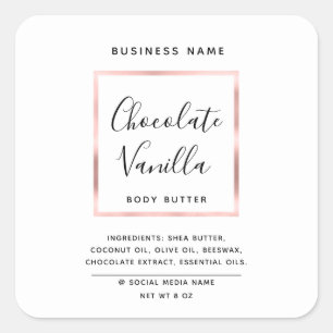 Minimalist modern typography white rose gold frame square sticker