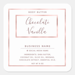 Minimalist modern typography white rose gold frame square sticker