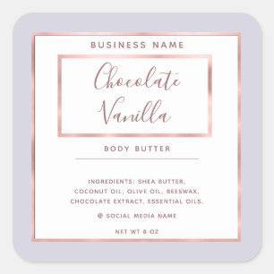 Minimalist modern typography white rose gold frame square sticker