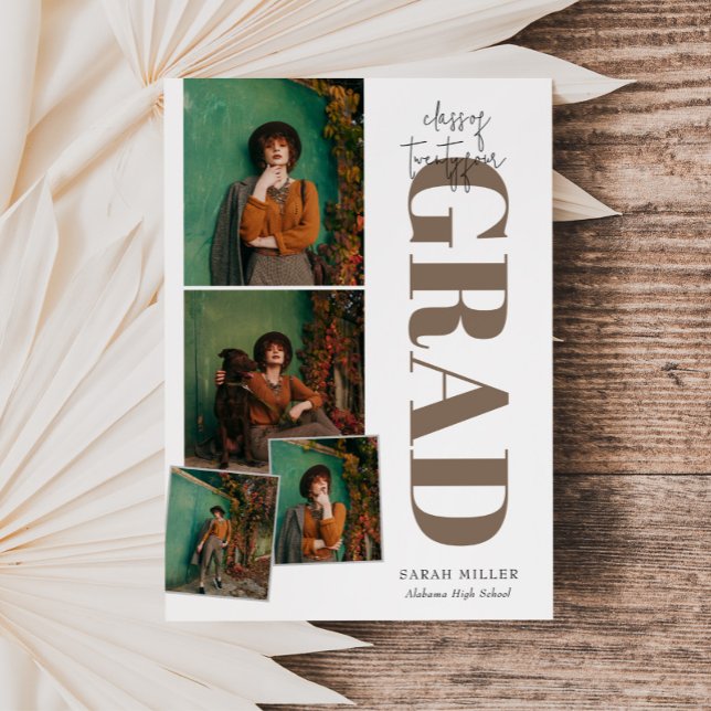 Minimalist Modern Vertical 5 Photo Graduation Invitation (Creator Uploaded)