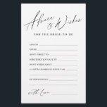 Minimalist modern wedding advice & wishes card<br><div class="desc">These advice & wishes cards are sweet keepsakes for the bride and couple,  feature stylish modern script and text,  simple and clean. Great activity for bridal shower,  and wedding parties. 
See all the bridal shower games in collection.</div>