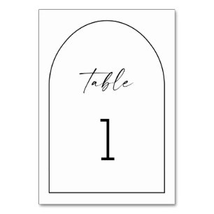Minimalist Modern Wedding   Black & White Arch Table Number