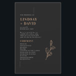 Minimalist Modern Wedding Ceremony Program<br><div class="desc">Invite guests to your wedding with this simple and modern customisable wedding program, which features a clean font on charcoal background. This invitation is perfect for any season. For more advanced customisation of this design, e.g. changing layout, font or text size please click the "CUSTOMIZE" button above. Please contact me...</div>
