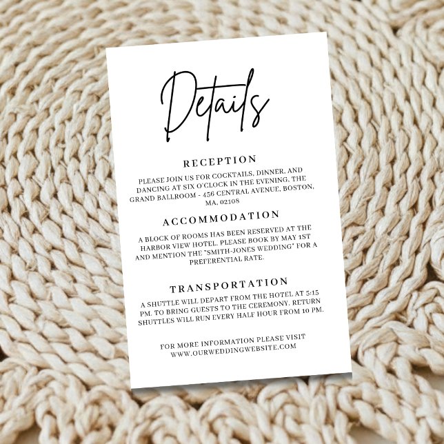 Minimalist Modern Wedding Details Enclosure Card  (Creator Uploaded)