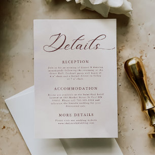 Minimalist Modern Wedding Details Enclosure Card