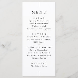 Minimalist Modern Wedding Elegant Black & White Menu