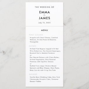 Minimalist Modern Wedding   Elegant Black & White  Menu