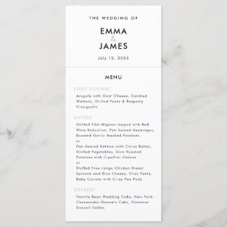 Minimalist Modern Wedding | Elegant Black & White  Menu