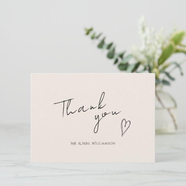 Minimalist Modern Wedding Flat Thank You Card (Standing Front)