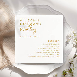 Minimalist Modern Wedding Fun Facts Napkin