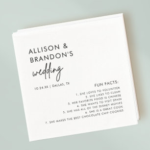 Minimalist Modern Wedding Fun Facts Napkins