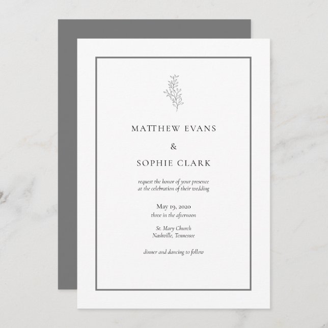 Minimalist Modern Wedding Invitation (Front/Back)